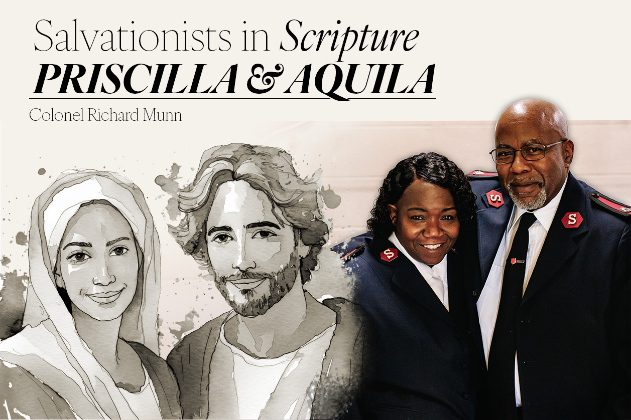 Drawing of Priscilla and Aquila next to photo of Major Grahams.